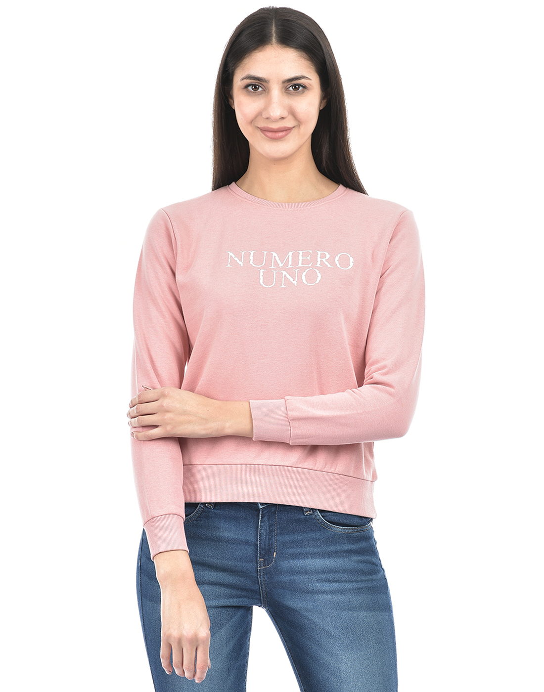 Numero Uno Women Typography Pink Sweat Shirt